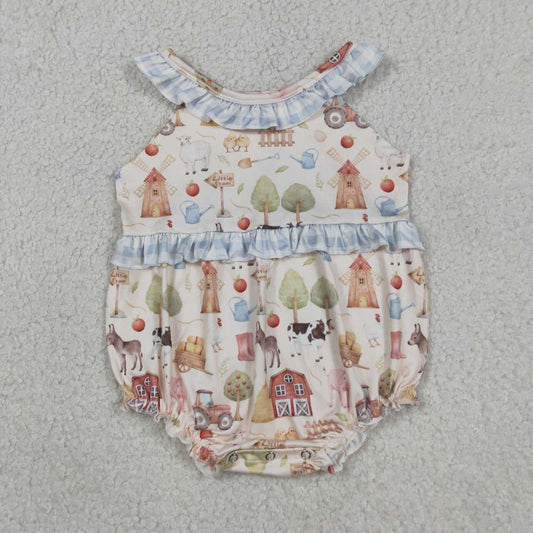 Farm animal design baby short sleeve romper
