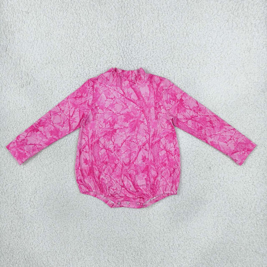 Toddle baby girl pink leaves romper