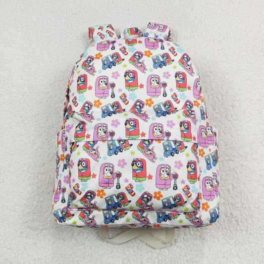 girls flower blue cartoon dog backpack