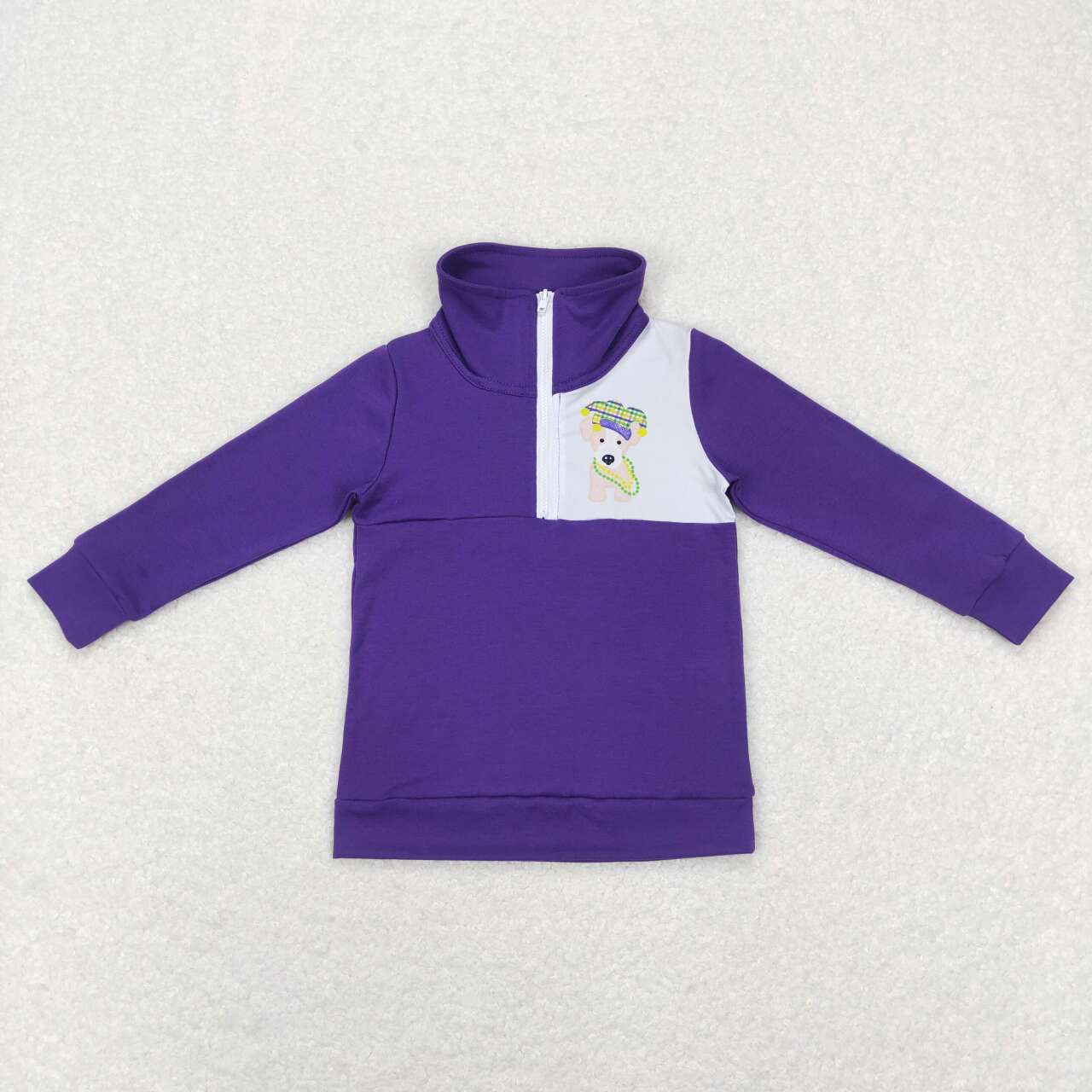 baby boy long sleeve Mardi Gras dog print pullover
