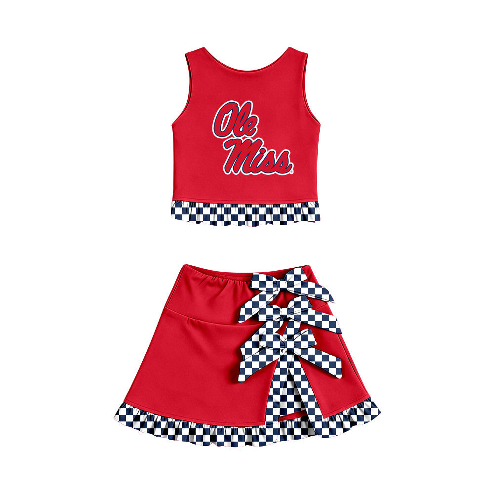 wholesale kids clothes custom OLE MISS team design skirt matching outfit