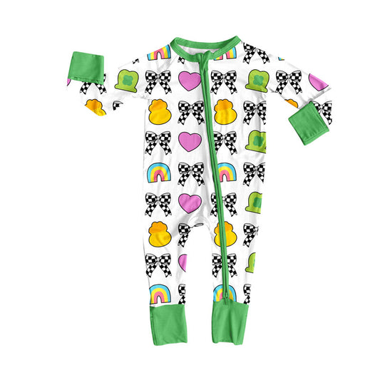 toddle baby Saint Patrick's Day long sleeve zip romper wholesale factory price