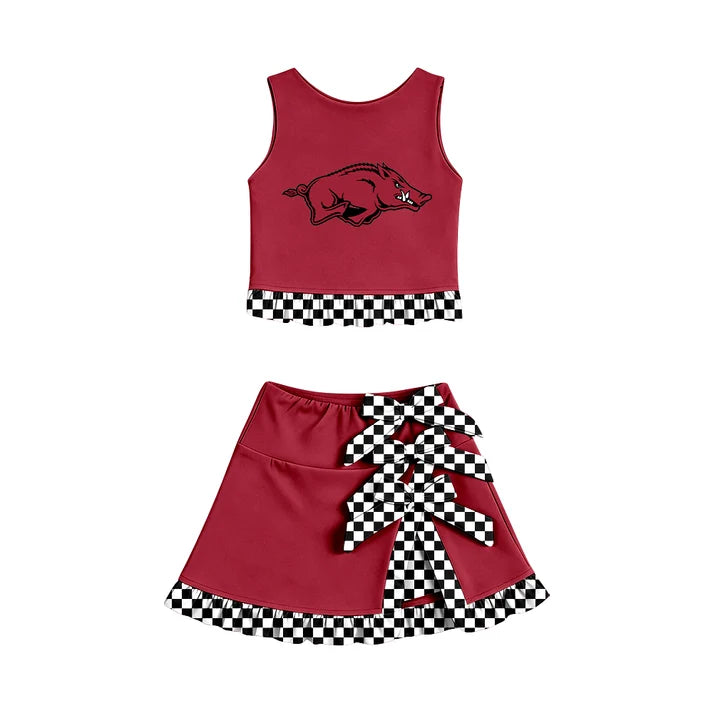 wholesale kids clothes custom arkansas team design skirt matching outfit