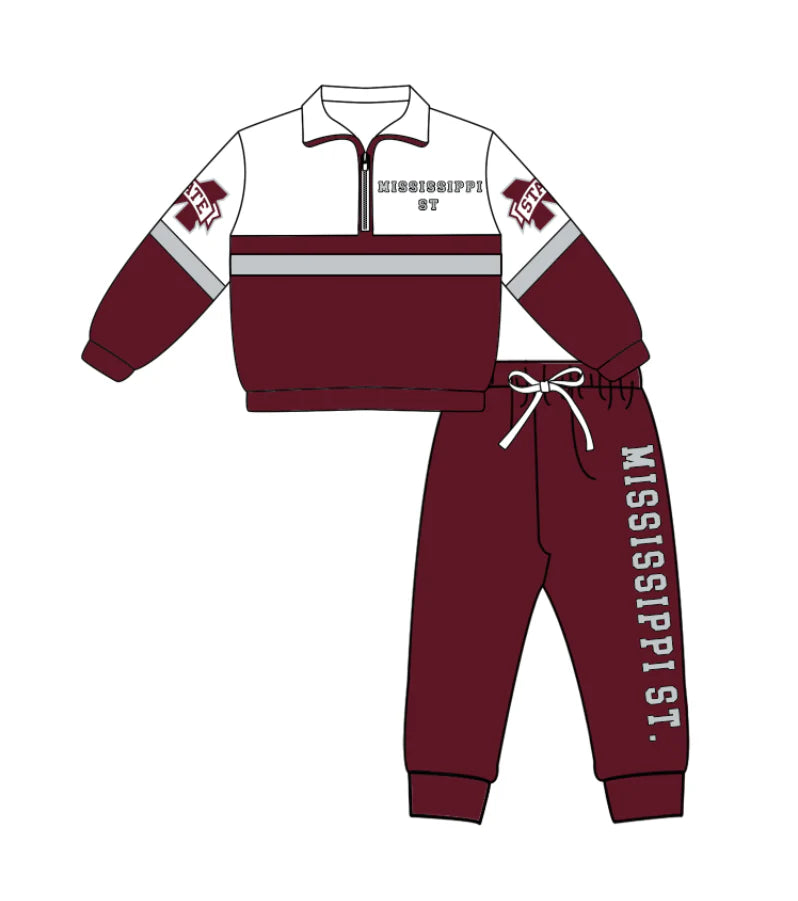 Kids long sleeve team pullover top matching pants outfit wholesal factory price