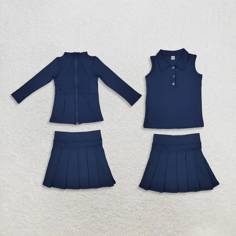 Baby girls navy top matching skirt active wear athletic summer clothes