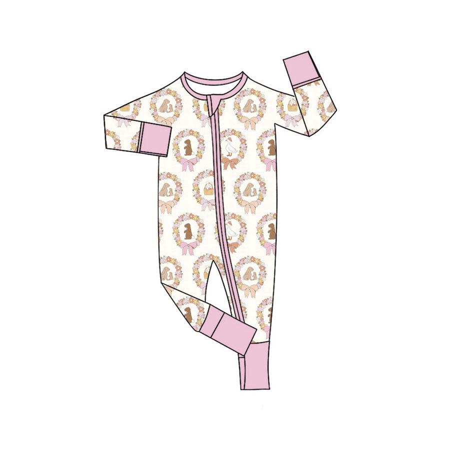 Easter bunny design kids long sleeve boutique romper