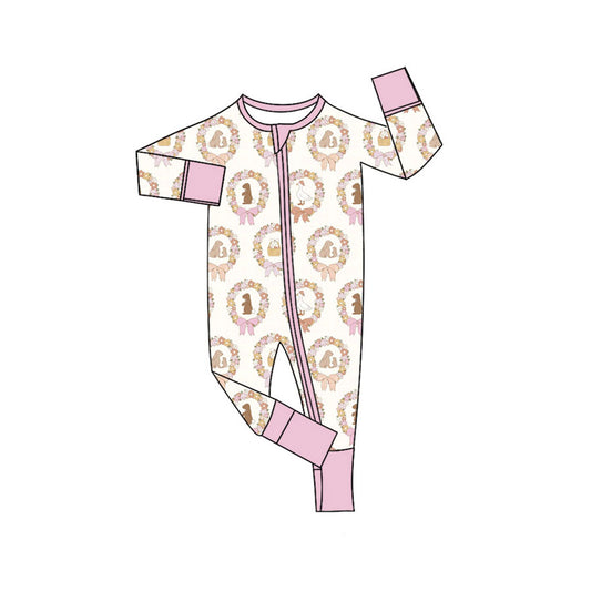 Easter bunny design kids long sleeve boutique romper