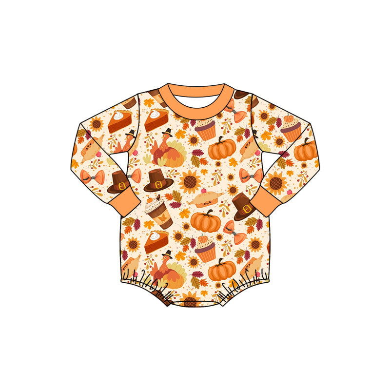 Toddle baby boy Thanksgiving pumpkin romper preorder