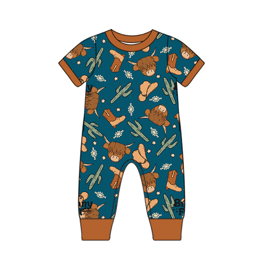 cowboy western short sleeve romper preorder