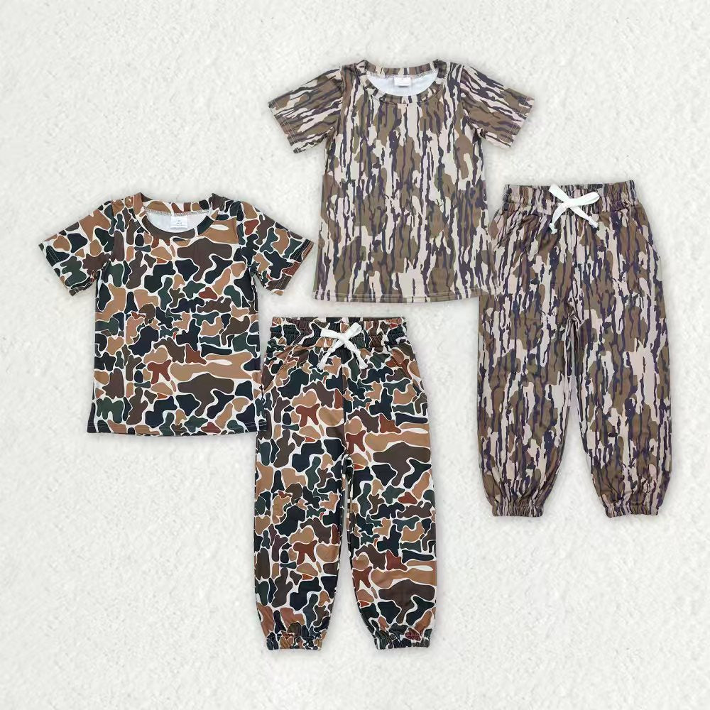 Baby boy camo print short sleeve top camo pants outfit