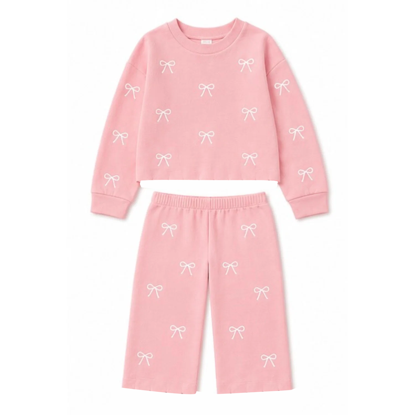 Toddle kids custom bow design girl long sleeve pink color clothes wholesale price