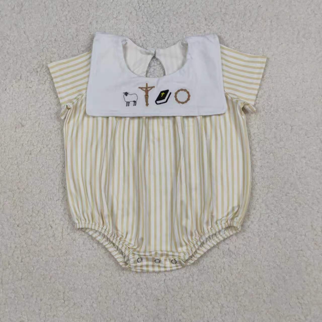 Embroidery Easter corss top matching shorts boys summer outfit
