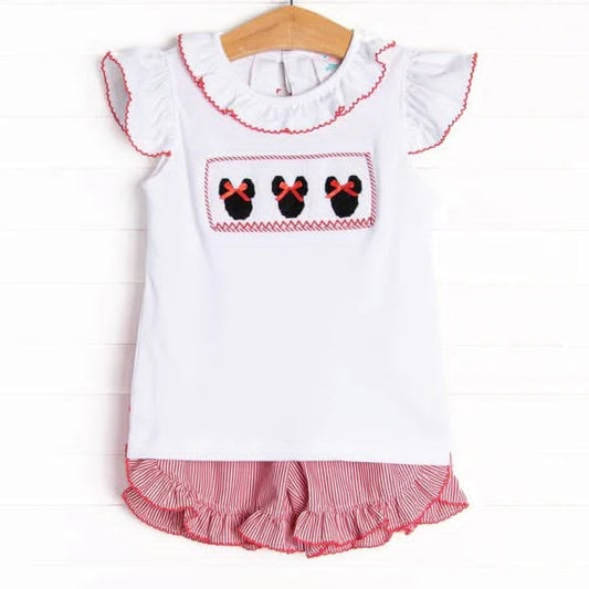 Custom cartoon top matching shorts girls summer outfit