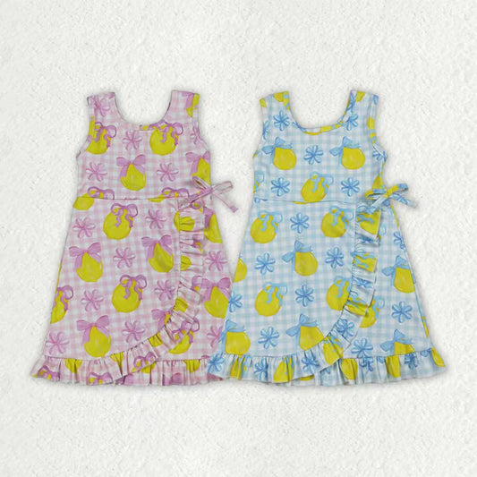 Lemon print girls summer active wear yoga dress