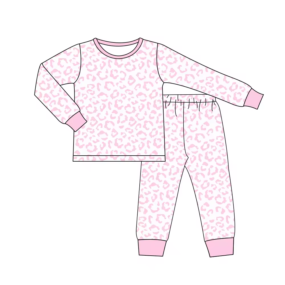 wholesale baby long sleeve pink cheetah pants outfit