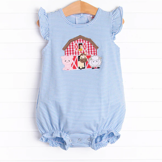 farm cow pig animal baby girls romper