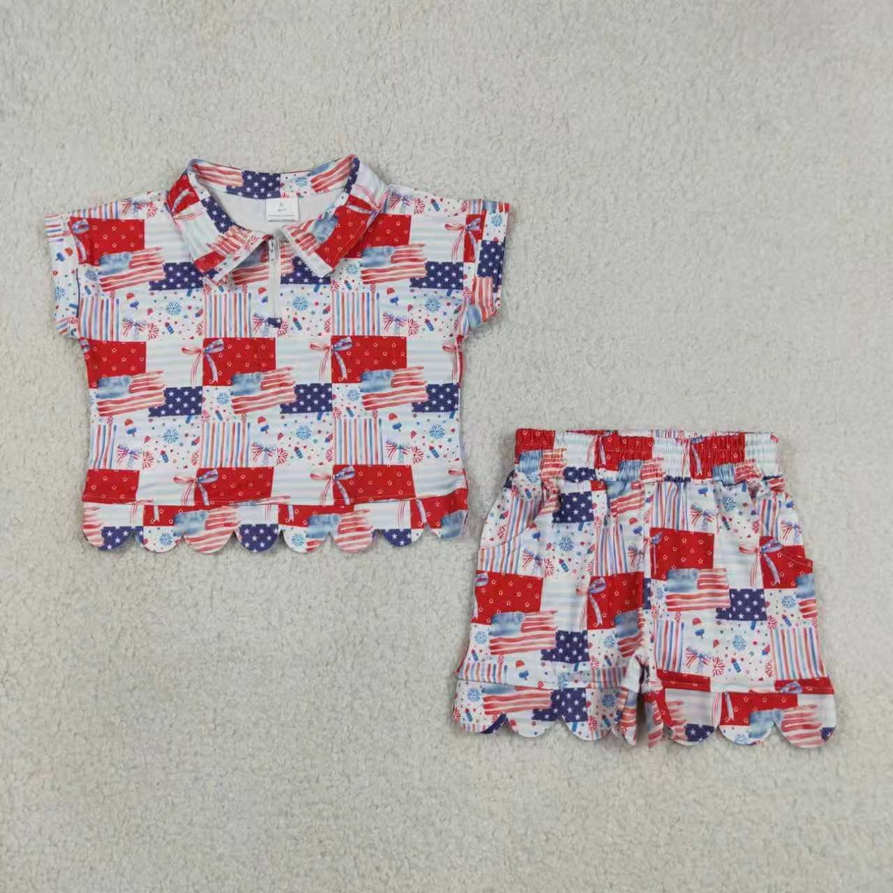 July 4th bow design girls summer yoga dress
