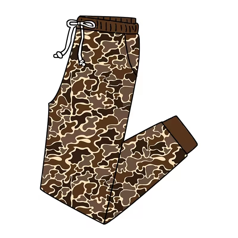 adult man brown camo milk silk pants