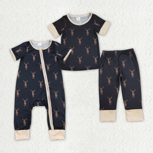 infant baby boy matching reindeer bamboo clothes