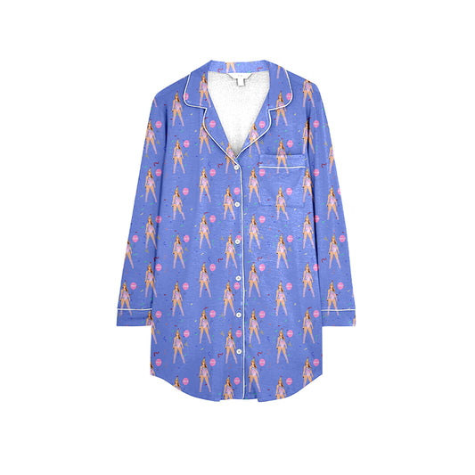 Adult women country music singer button t-shirt dress night gown