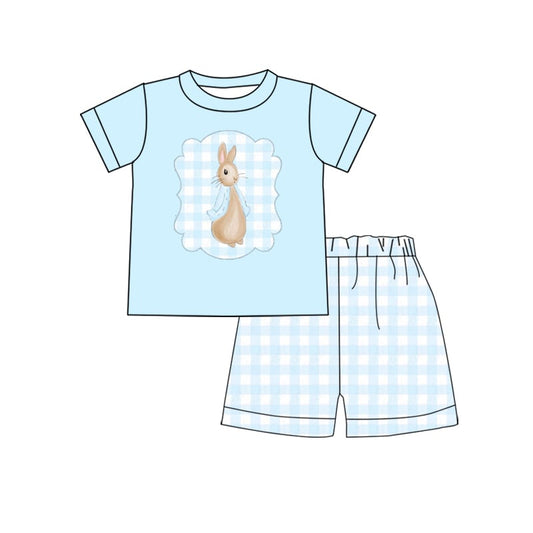 Easter bunny blue plaid baby boy clothes