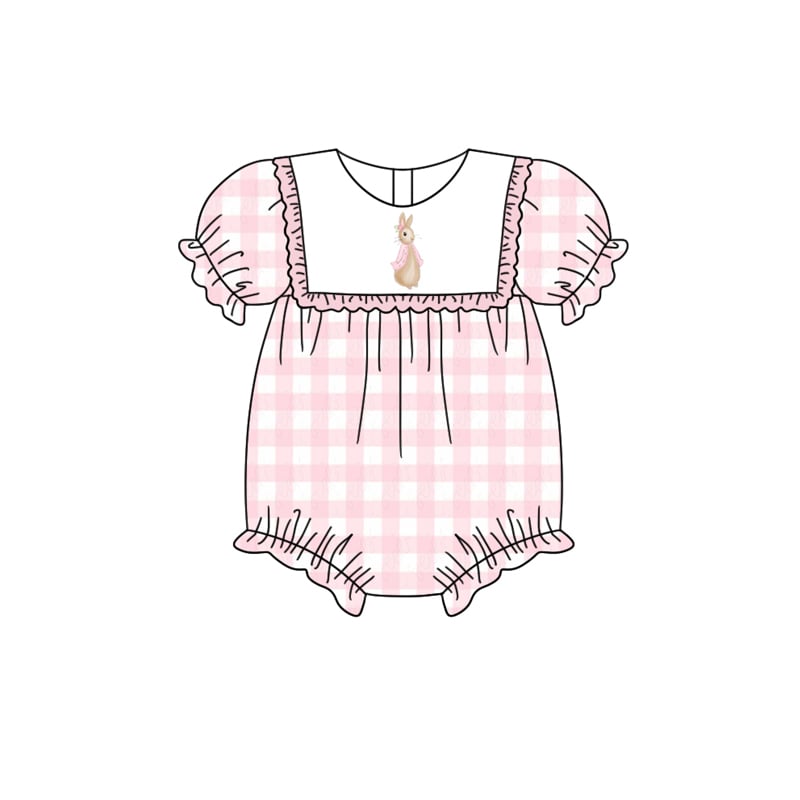 Easter bunny pink plaid toddle girl romper