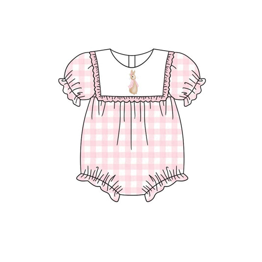 Easter bunny pink plaid toddle girl romper