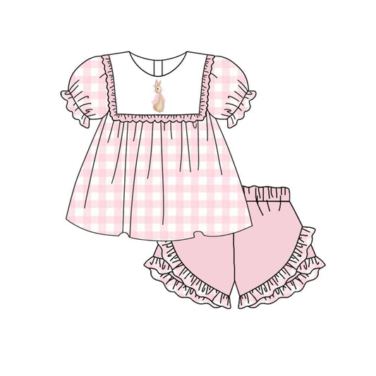 Easter bunny pink plaid baby girl clothes