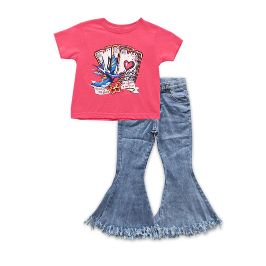 valentines heart top jeans bell bottoms outfit