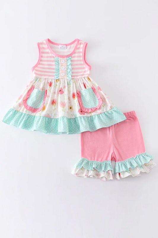 baby girls wholesale boutique flora short set