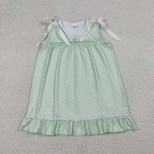 Easter cross polka dots girls holiday dress