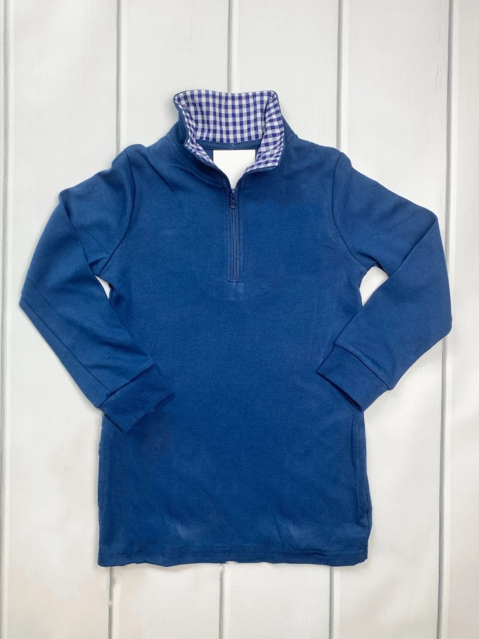 Navy blue boys long sleeve pullover top preorder