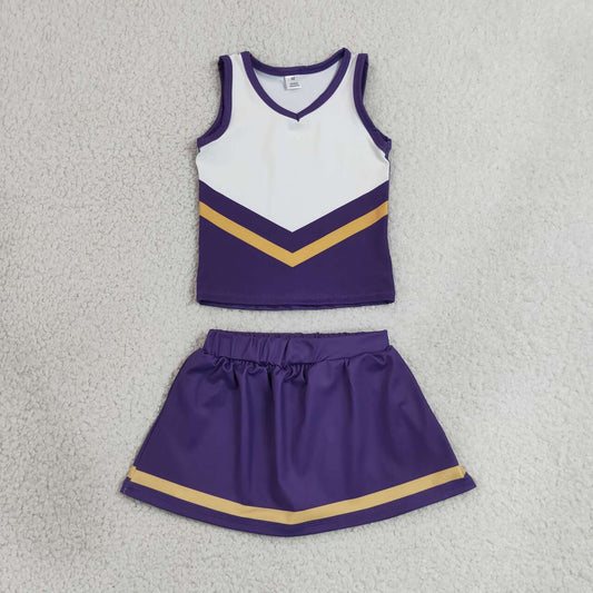 Purple gold top matching skorts girls summer yoga outfit