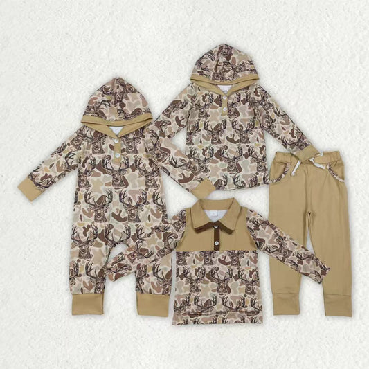 Camo deer kids boy matching hoodie set
