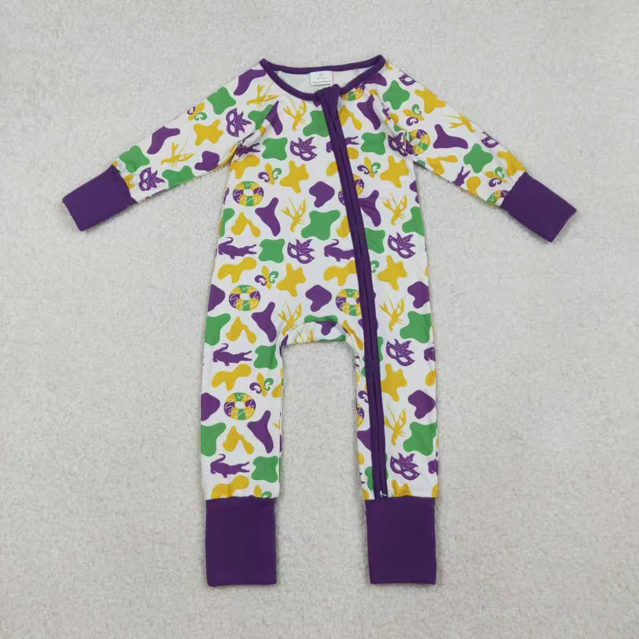Mardi Gras mask design kids long sleeve outfit