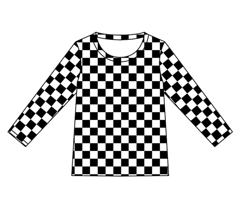 Kids black checkered long sleeve t- shirt