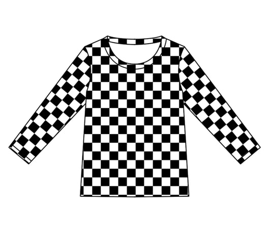 Kids black checkered long sleeve t- shirt