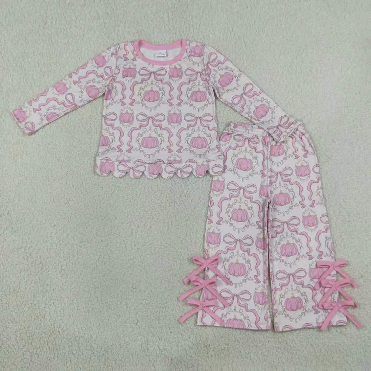 Halloween ghost pumpkins long sleeve top matching pants girls outfit