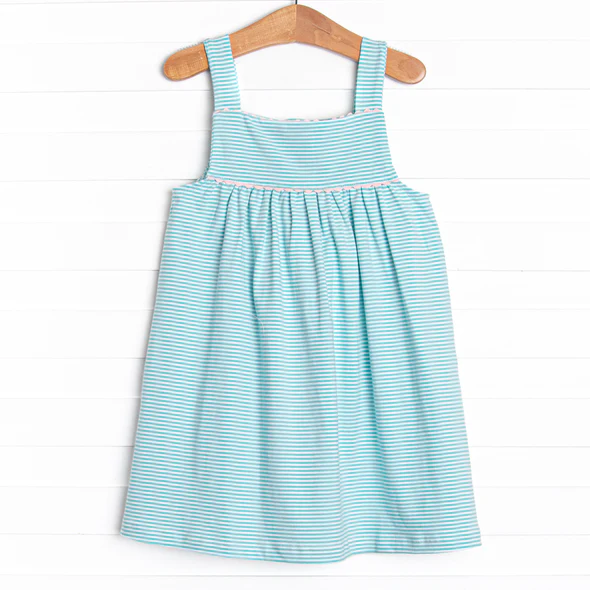 blue stripes girls boutique dress