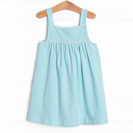 blue stripes girls boutique dress