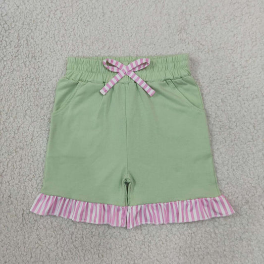 Toddle baby girls pea green color summer shorts