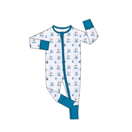 baby boy golf sports game day zip romper