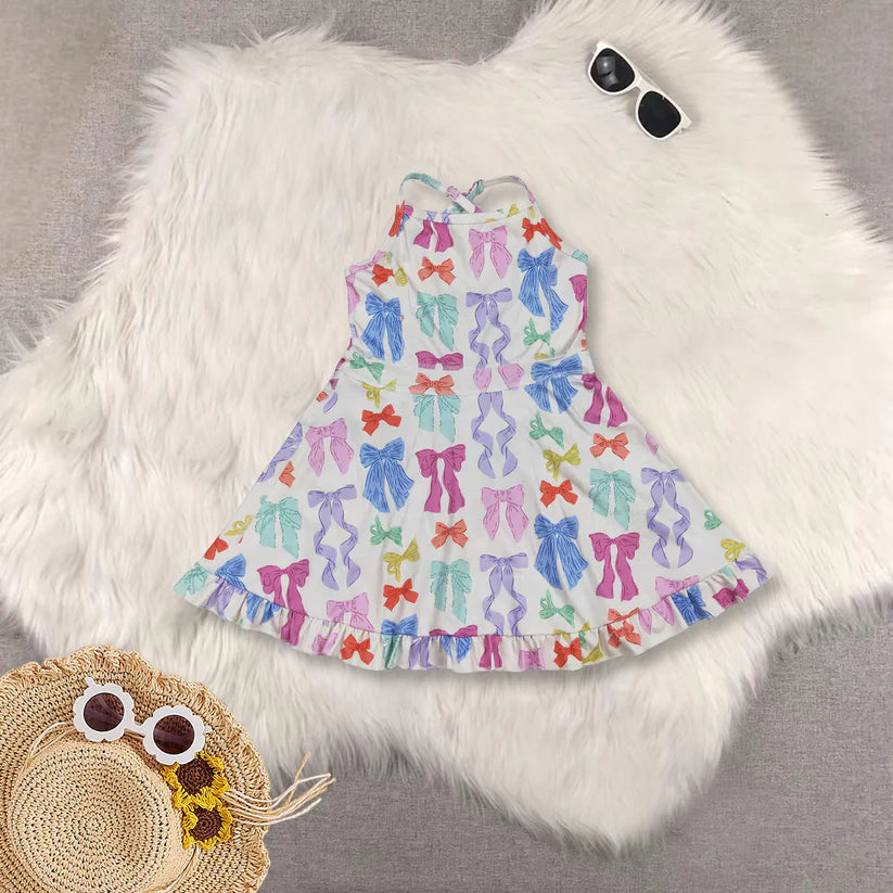 Baby girls bow design active wear athletic summer yoga skirt dress