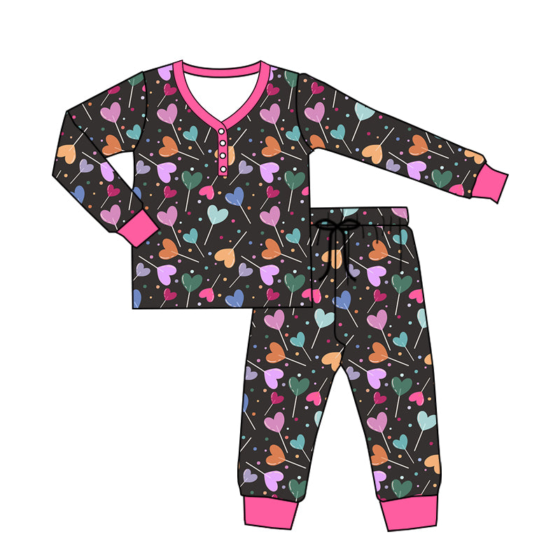 Adult women Valentines heart candy print long sleeve outfit preorder