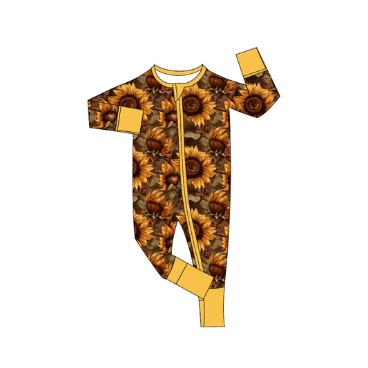 baby girl sunflower bamboo romper