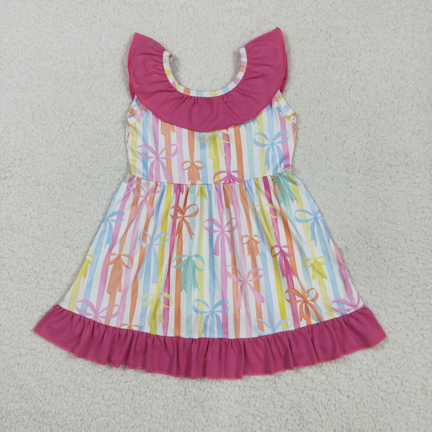 Toddle baby girl colorful bow summer outfit