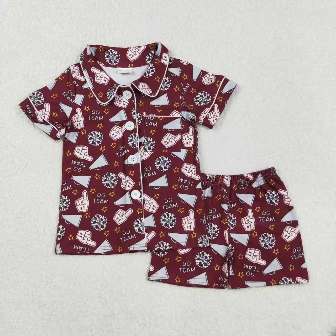 Go team cheer set girls summer pajama set