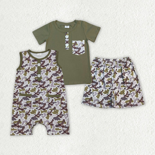Duck camo pocket top matching shorts boys summer outfit