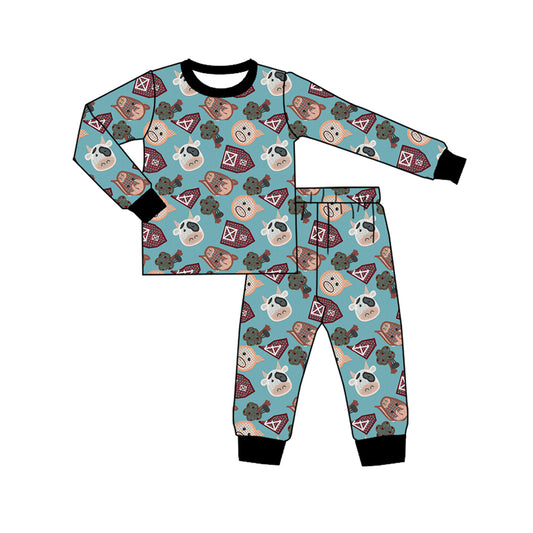 infant baby long sleeve farm cow outfit