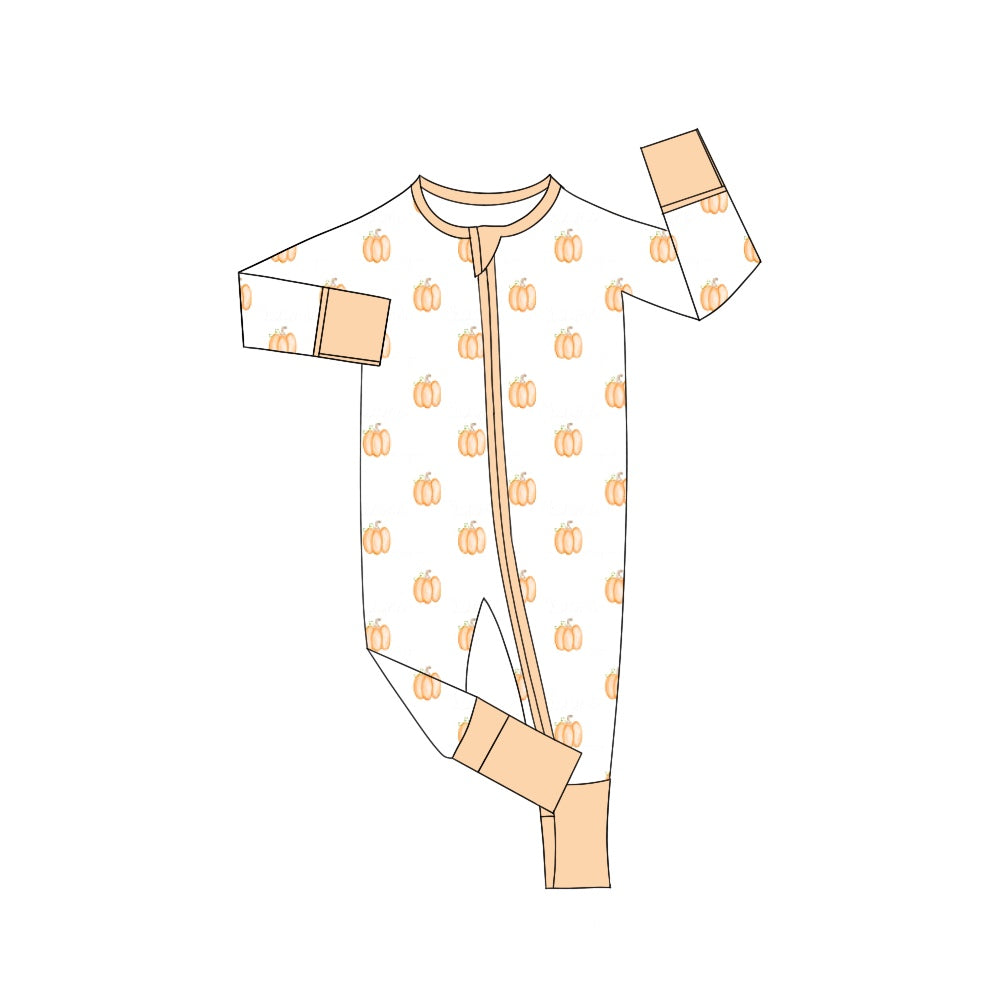 newborn baby girls pumpkin zip romper wholesale price